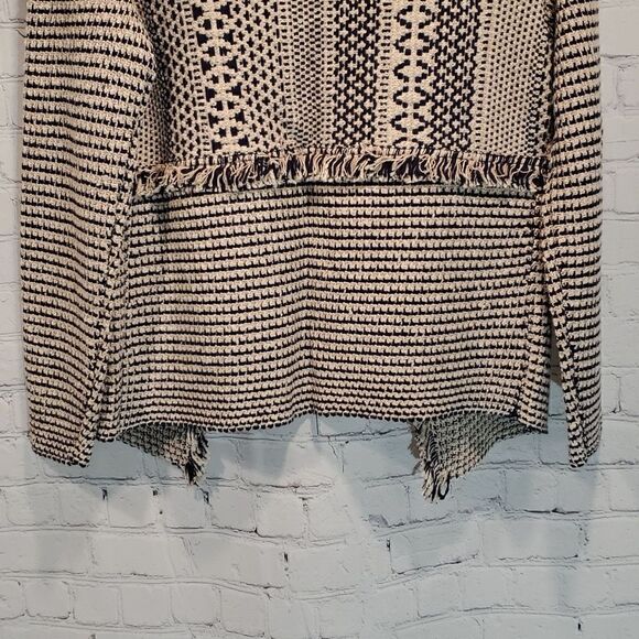 Chico's textured fringe Lucy cardigan tan and blue NWT - Picture 10 of 10